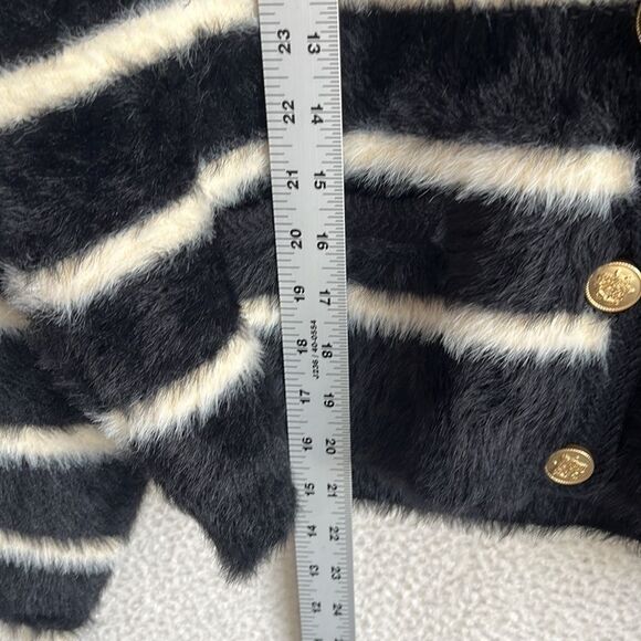 J.Crew XS Sweater Lady Jacket in Striped Brushed Yarn Black Warm Sesame - Picture 6 of 14